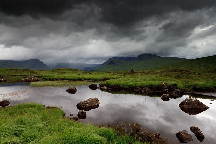 Landschaft Moor Regen